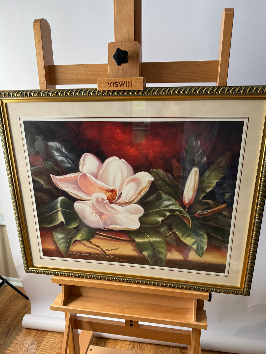 Vintage Peggy Thatch Sibley Magnolia Floral Print – Framed & Matted WAOW