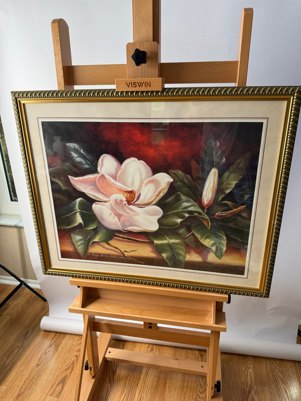 Vintage Peggy Thatch Sibley Magnolia Floral Print – Framed & Matted WAOW