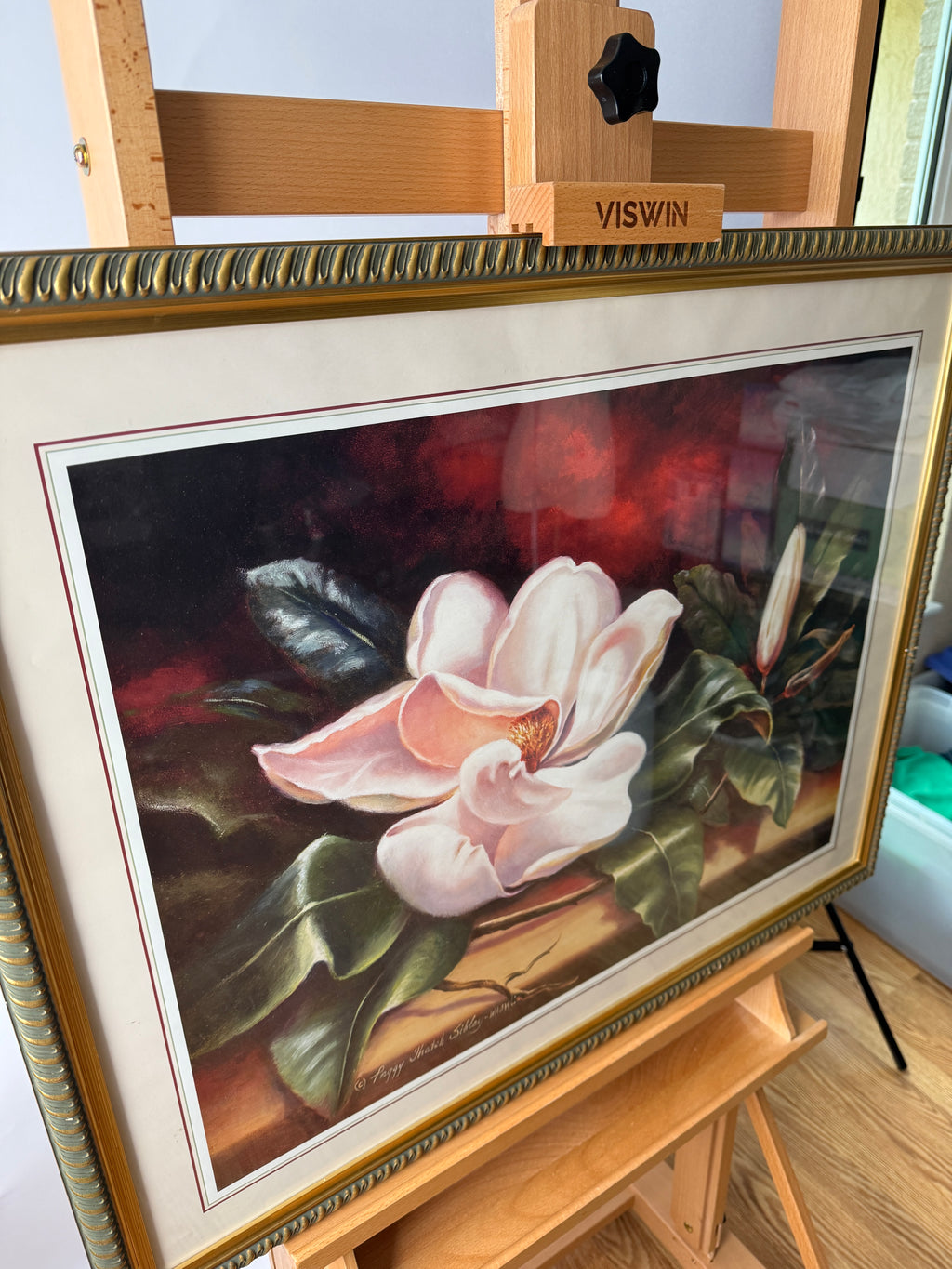 Vintage Peggy Thatch Sibley Magnolia Floral Print – Framed & Matted WAOW