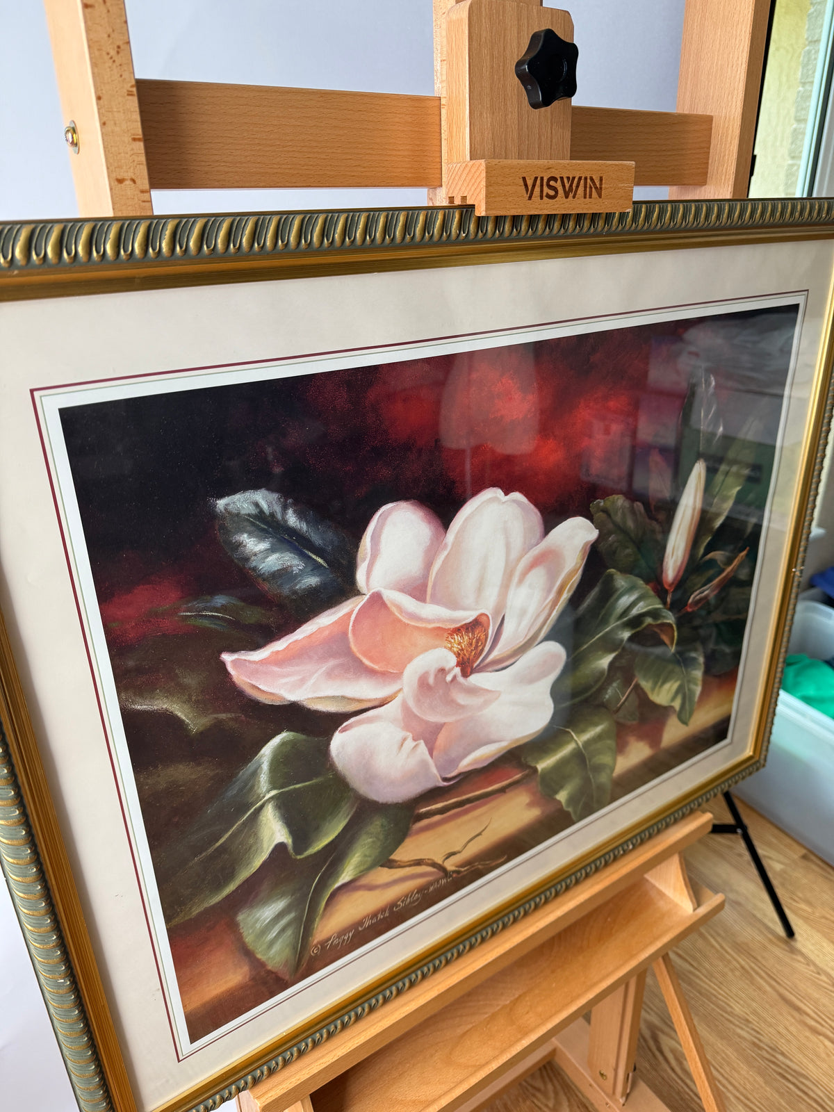 Vintage Peggy Thatch Sibley Magnolia Floral Print – Framed & Matted WAOW