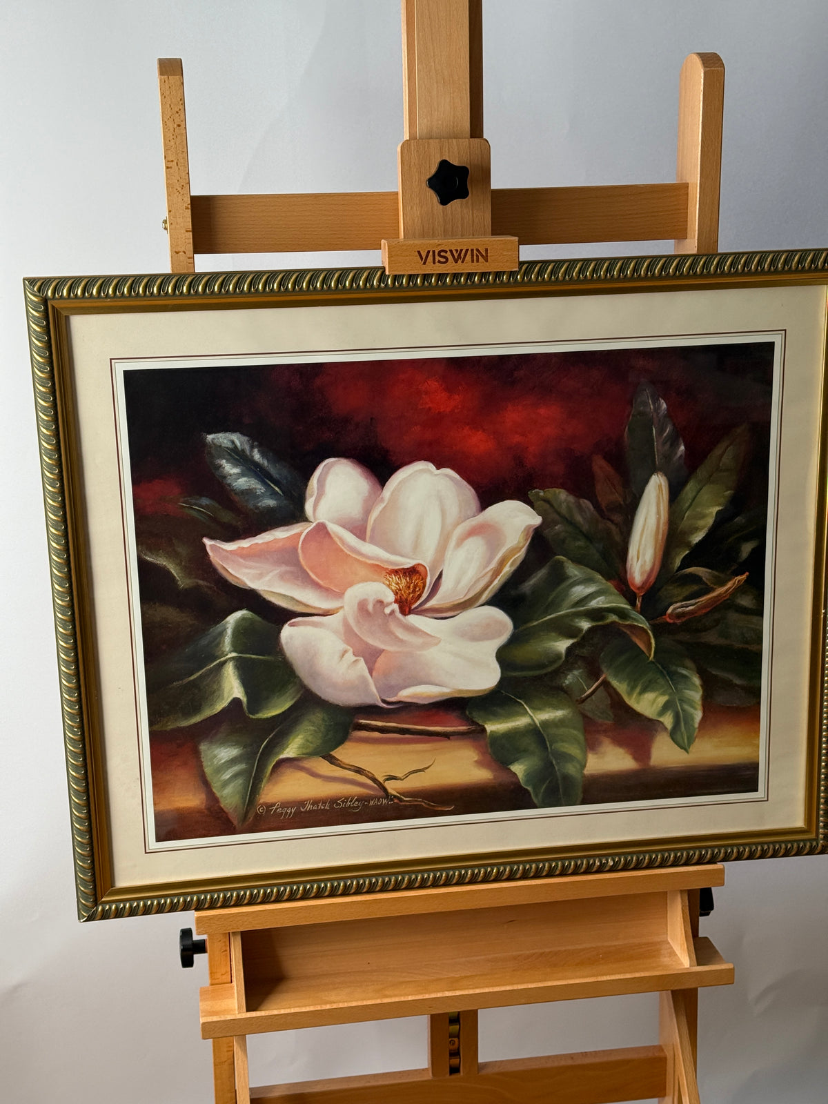 Vintage Peggy Thatch Sibley Magnolia Floral Print – Framed & Matted WAOW