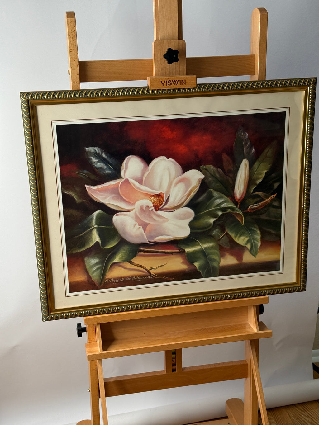 Vintage Peggy Thatch Sibley Magnolia Floral Print – Framed & Matted WAOW