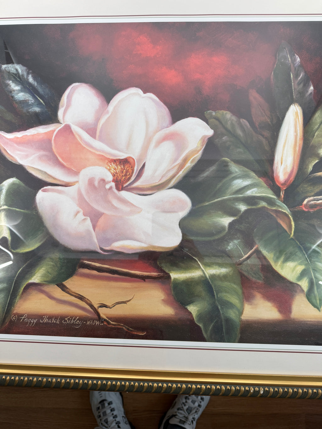 Vintage Peggy Thatch Sibley Magnolia Floral Print – Framed & Matted WAOW