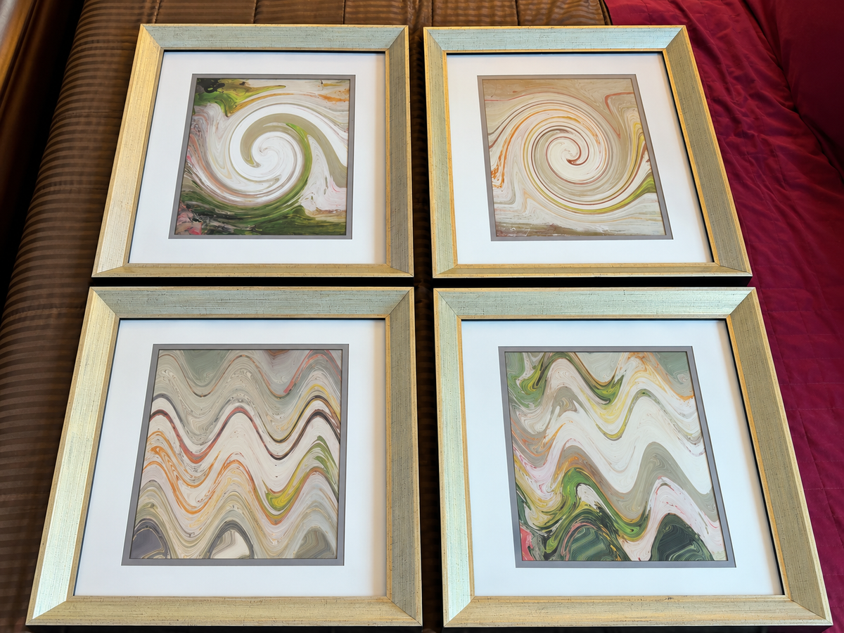 Paragon Picture Gallery “Waving I–IV” by Sikes – Set of 4 Framed Abstracts – 18" × 22"