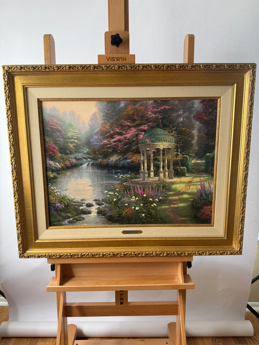 Thomas Kinkade “The Garden of Prayer” S/N Canvas 4438/4950 – 26" × 32" Framed