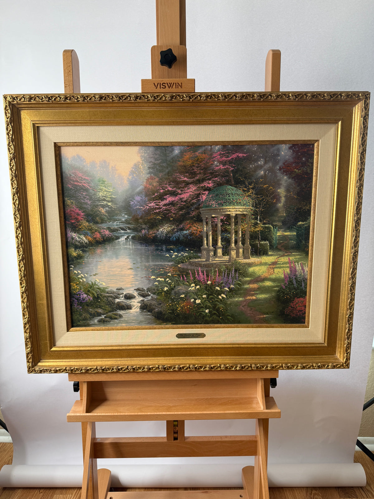Thomas Kinkade “The Garden of Prayer” S/N Canvas 4438/4950 – 26" × 32" Framed