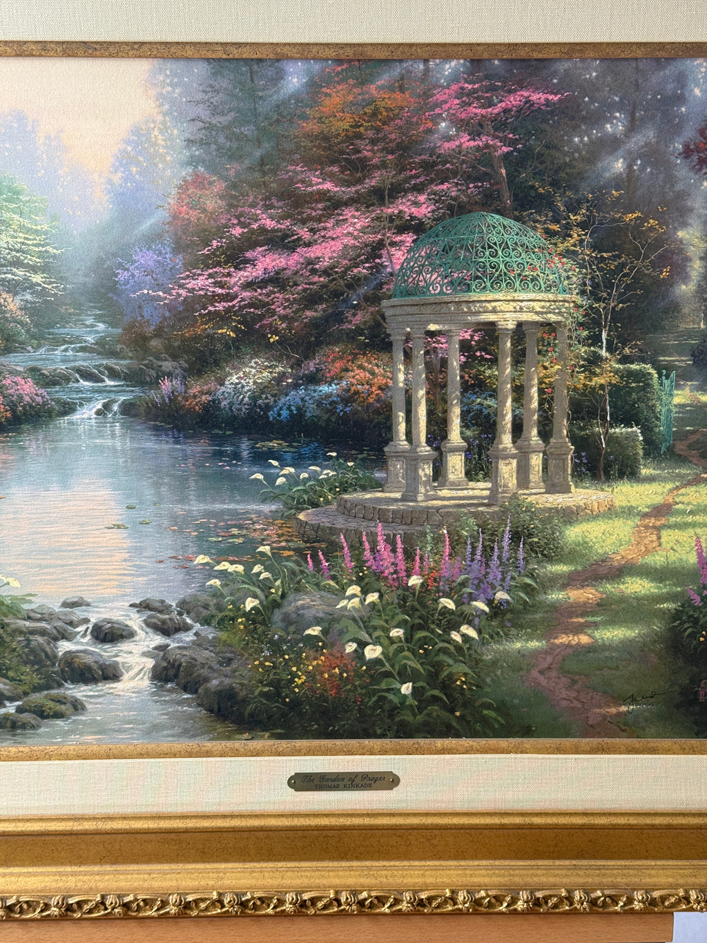 Thomas Kinkade “The Garden of Prayer” S/N Canvas 4438/4950 – 26" × 32" Framed