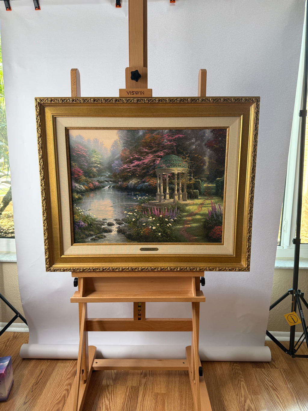 Thomas Kinkade “The Garden of Prayer” S/N Canvas 4438/4950 – 26" × 32" Framed