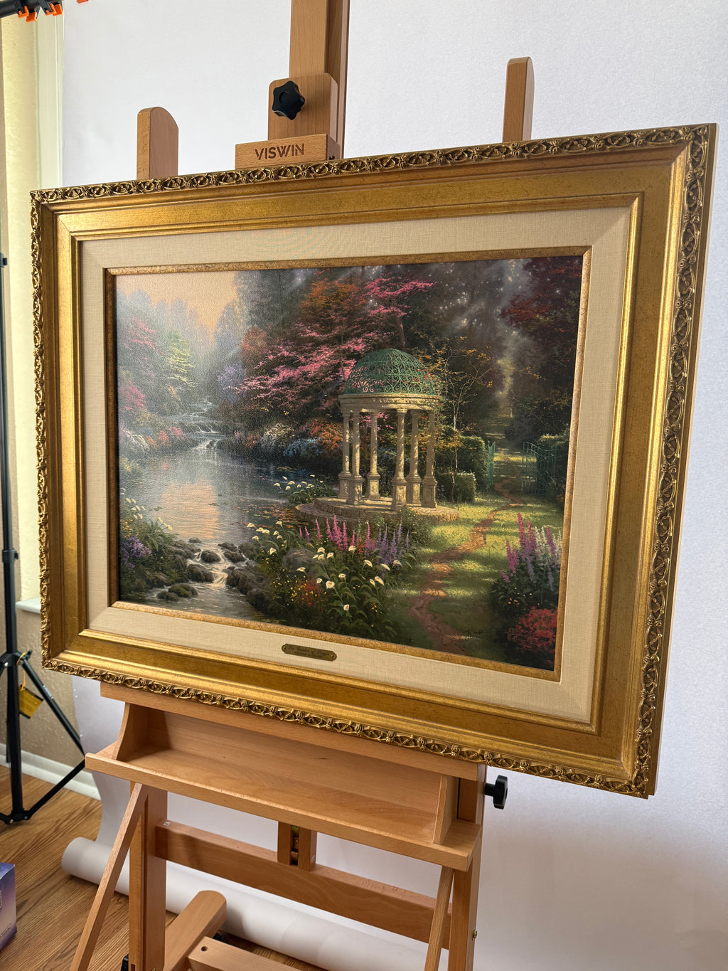 Thomas Kinkade “The Garden of Prayer” S/N Canvas 4438/4950 – 26" × 32" Framed