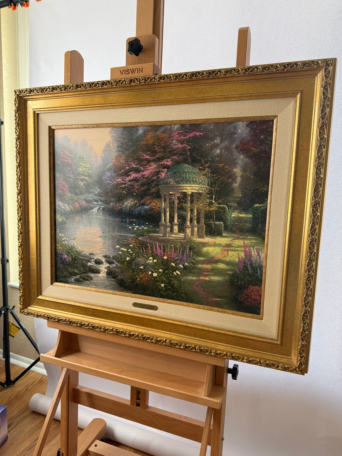Thomas Kinkade “The Garden of Prayer” S/N Canvas 4438/4950 – 26" × 32" Framed