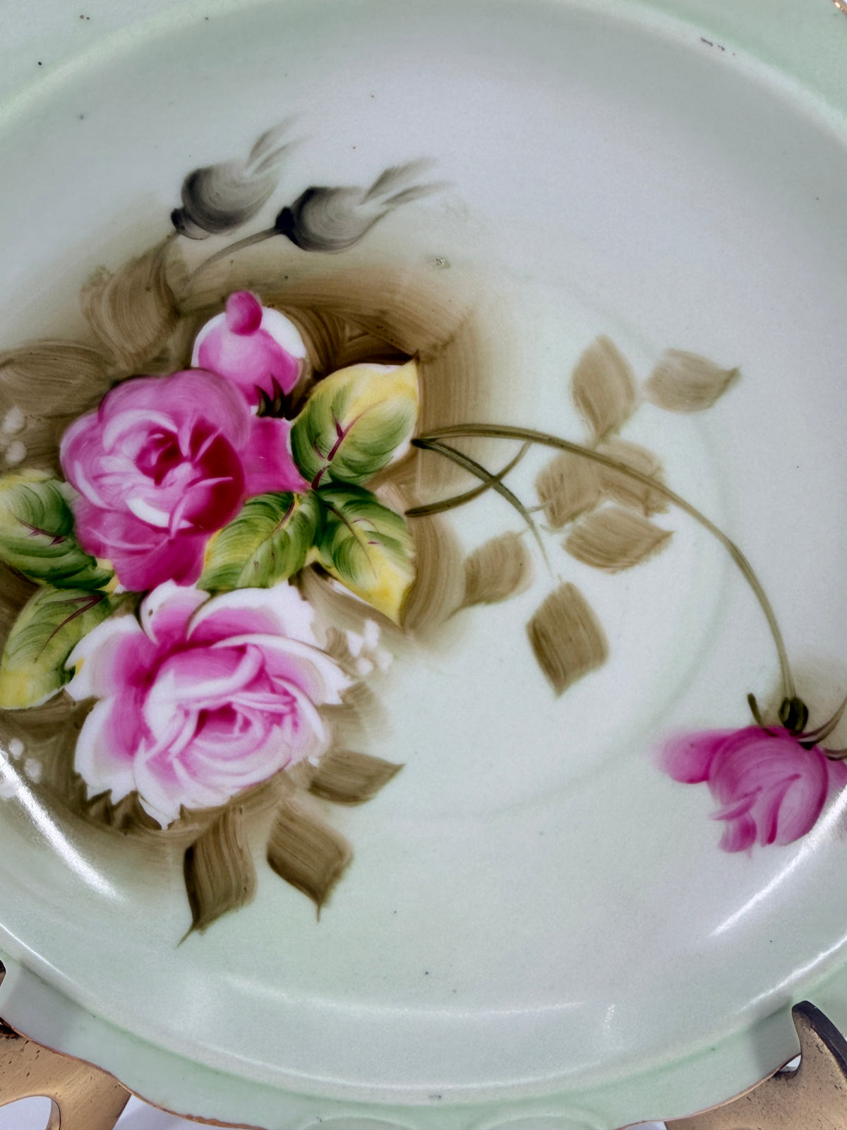 Vintage Lefton China Hand-Painted Pitcher and Basin set #4578 - Pink Roses & Gold Trim