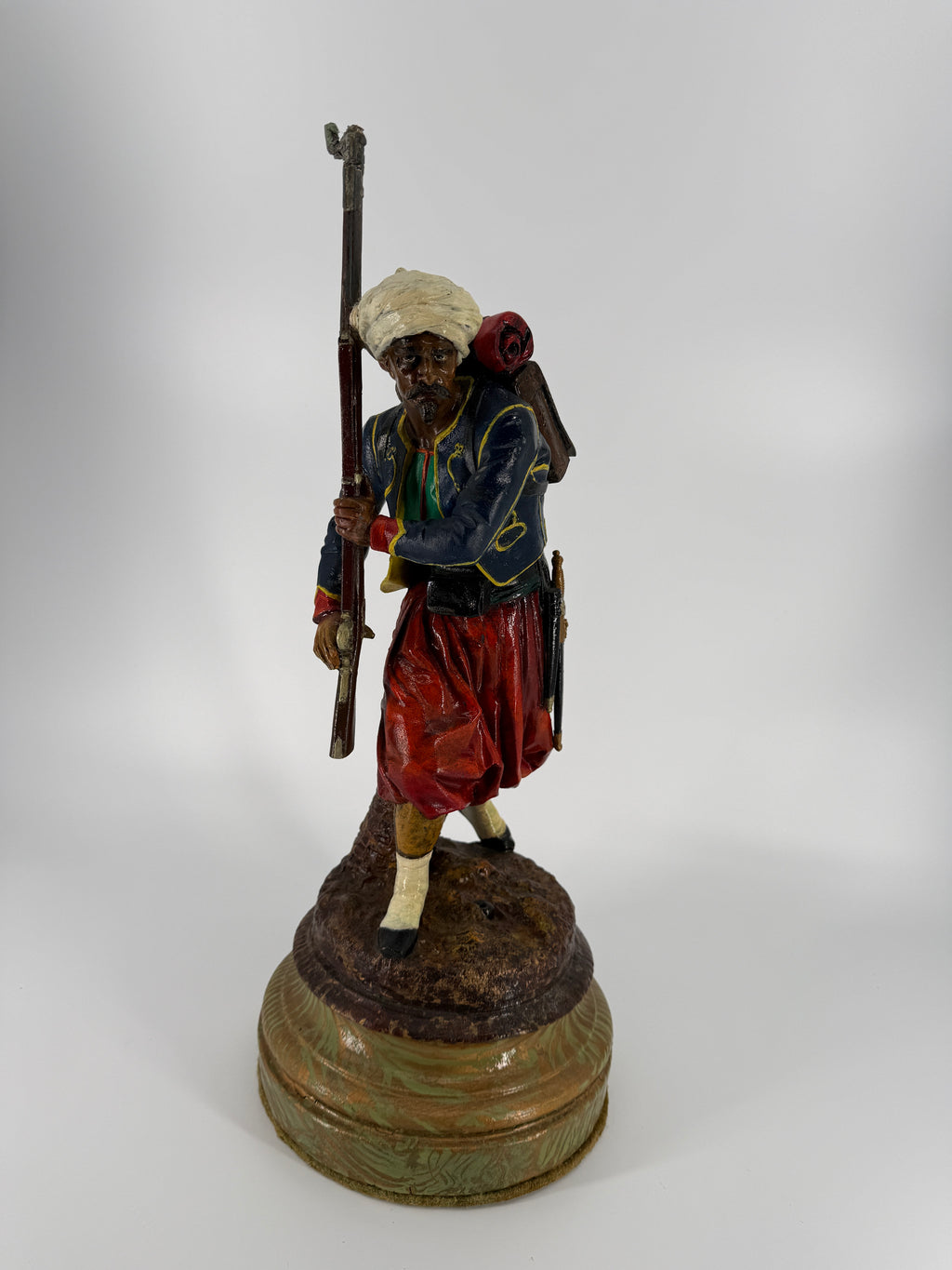Mid-19th Century Polychrome Zinc Zouave – Attributed Cornelius & Baker – 19"