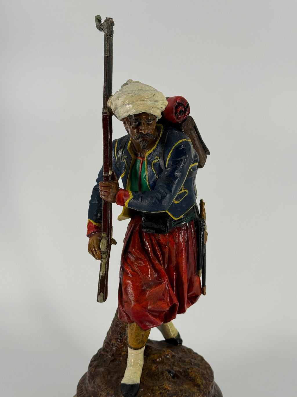 Mid-19th Century Polychrome Zinc Zouave – Attributed Cornelius & Baker – 19"