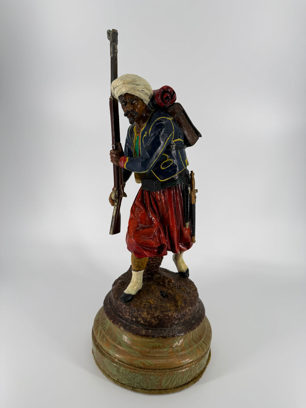 Mid-19th Century Polychrome Zinc Zouave – Attributed Cornelius & Baker – 19"