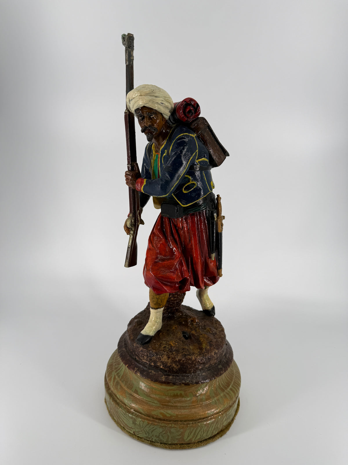 Mid-19th Century Polychrome Zinc Zouave – Attributed Cornelius & Baker – 19"
