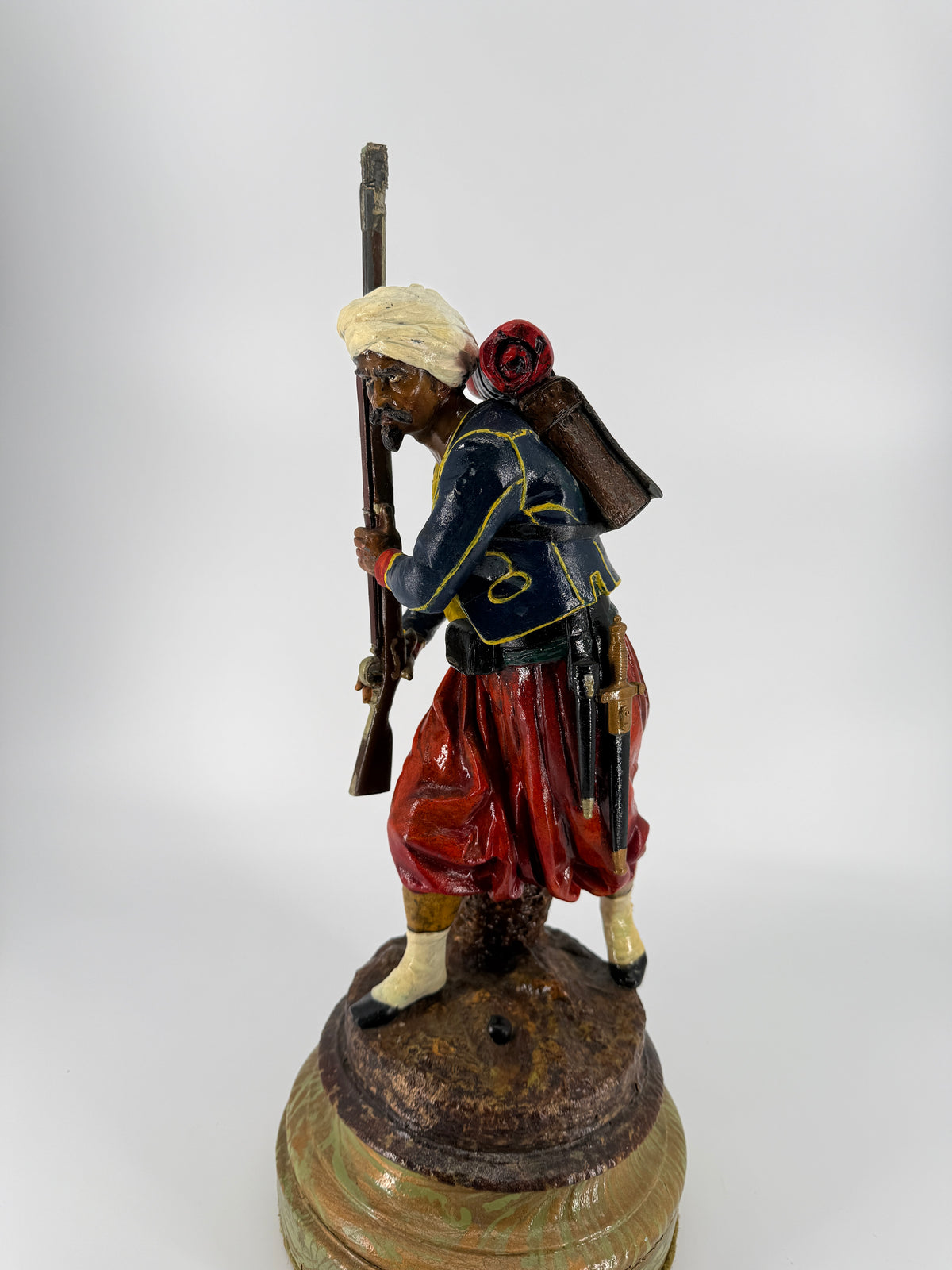 Mid-19th Century Polychrome Zinc Zouave – Attributed Cornelius & Baker – 19"