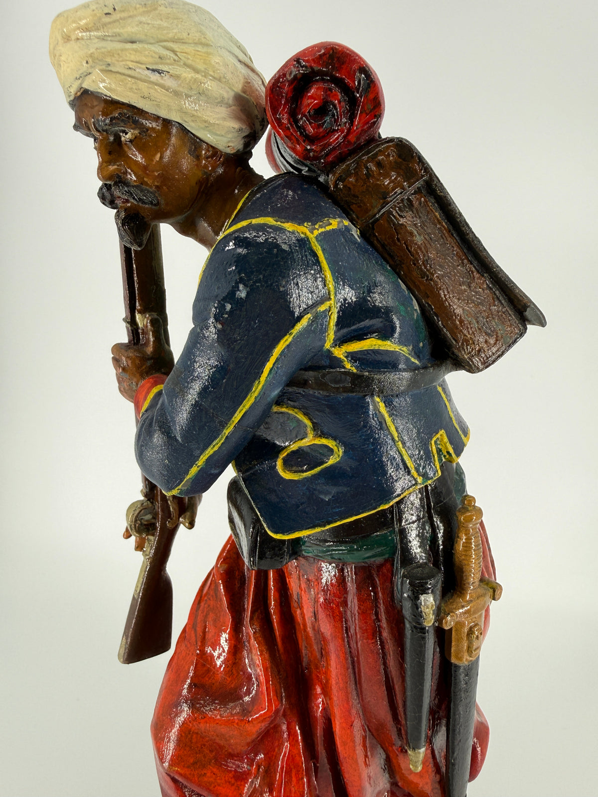 Mid-19th Century Polychrome Zinc Zouave – Attributed Cornelius & Baker – 19"