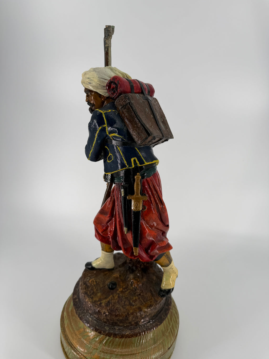 Mid-19th Century Polychrome Zinc Zouave – Attributed Cornelius & Baker – 19"