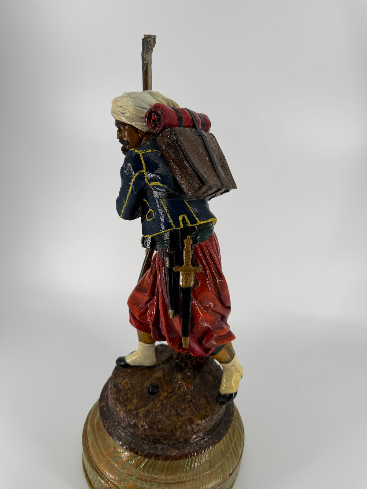 Mid-19th Century Polychrome Zinc Zouave – Attributed Cornelius & Baker – 19"