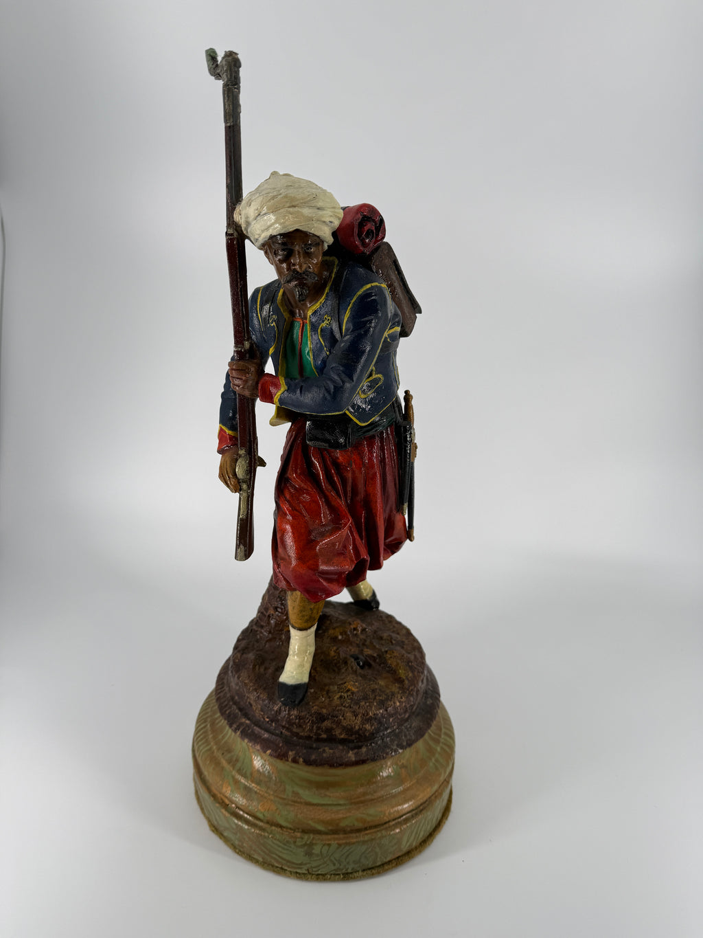 Mid-19th Century Polychrome Zinc Zouave – Attributed Cornelius & Baker – 19"