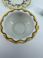 Antique Noritake Hand-Painted 3 Piece Mayonnaise Set - Bowl, Underplate & Ladle / Red M Wreath c.1920's