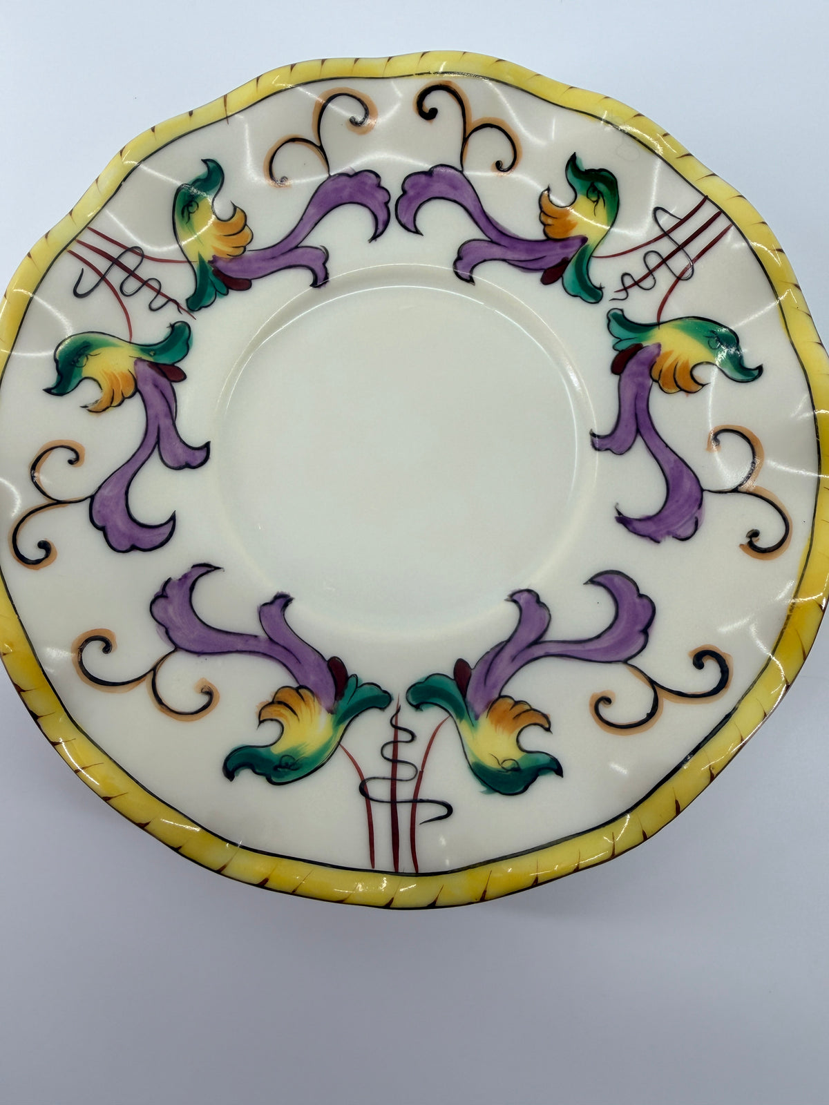 Antique Noritake Hand-Painted 3 Piece Mayonnaise Set - Bowl, Underplate & Ladle / Red M Wreath c.1920's