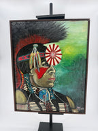 Mark Langenfeld Original Native American Portrait Painting – Signed & Framed – 2000