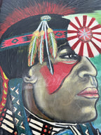 Mark Langenfeld Original Native American Portrait Painting – Signed & Framed – 2000