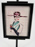 Vintage 1993 Art Deco-Style Fashion Lady with Champagne – Framed Wall Art
