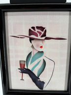 Vintage 1993 Art Deco-Style Fashion Lady with Champagne – Framed Wall Art
