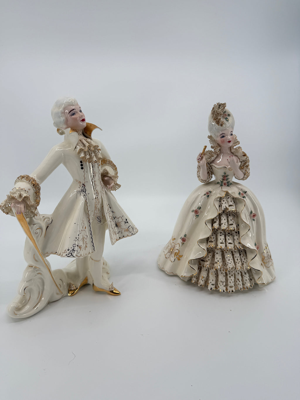 Vintage Florence Ceramics Marie Antoinette & Louis XVI Porcelain Figurine Pair – Late 1940s