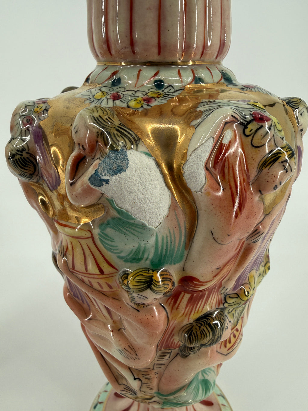 Vintage Italian Capodimonte-Style Figural Urns – Pair