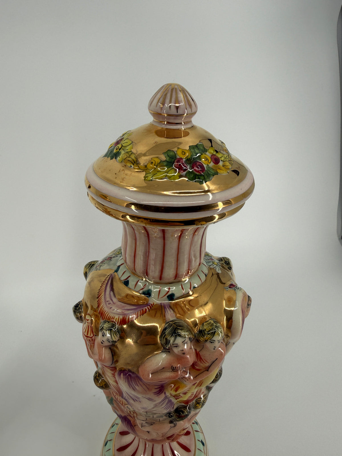 Vintage Italian Capodimonte-Style Figural Urns – Pair