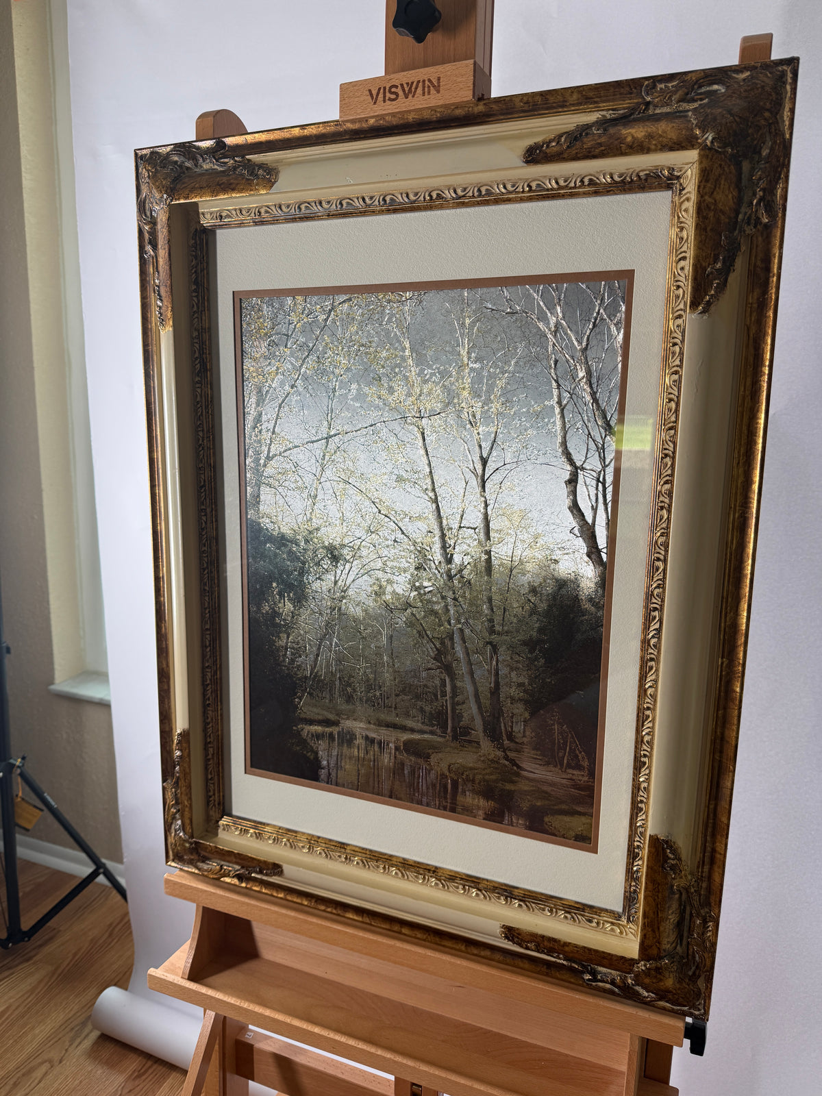 Vintage Manifestations International Optical Illusionary Metallic Art – Framed Landscape Set of 2