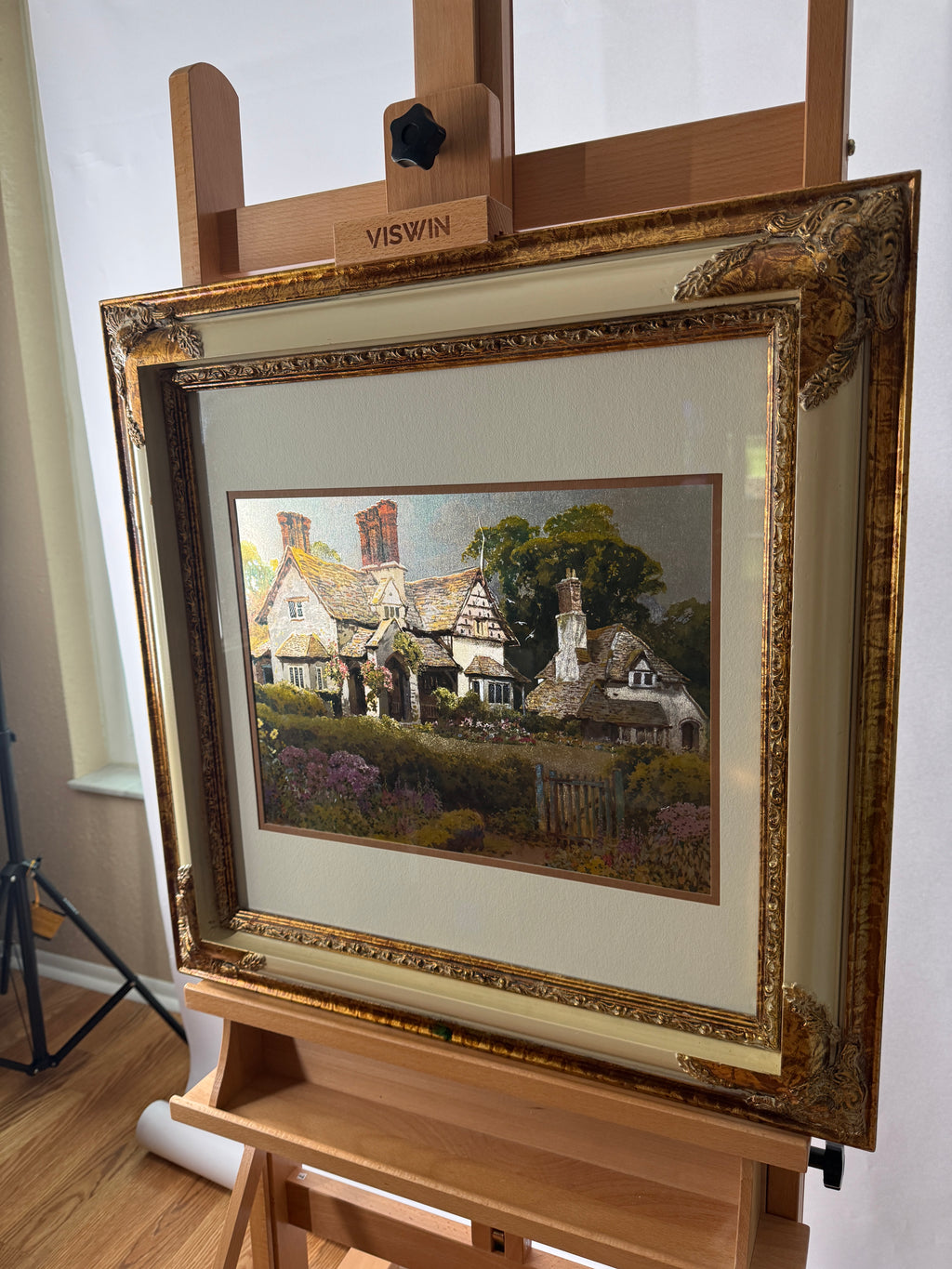Vintage Manifestations International Optical Illusionary Metallic Art – Framed Landscape Set of 2