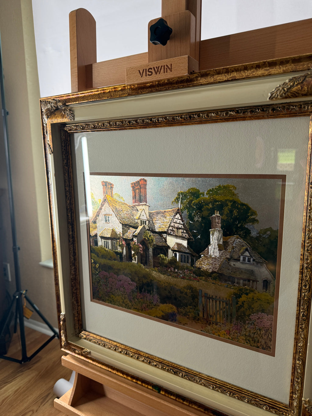 Vintage Manifestations International Optical Illusionary Metallic Art – Framed Landscape Set of 2