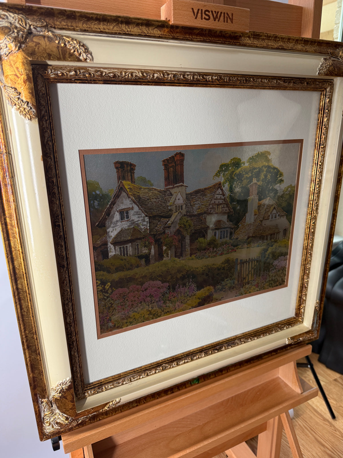 Vintage Manifestations International Optical Illusionary Metallic Art – Framed Landscape Set of 2