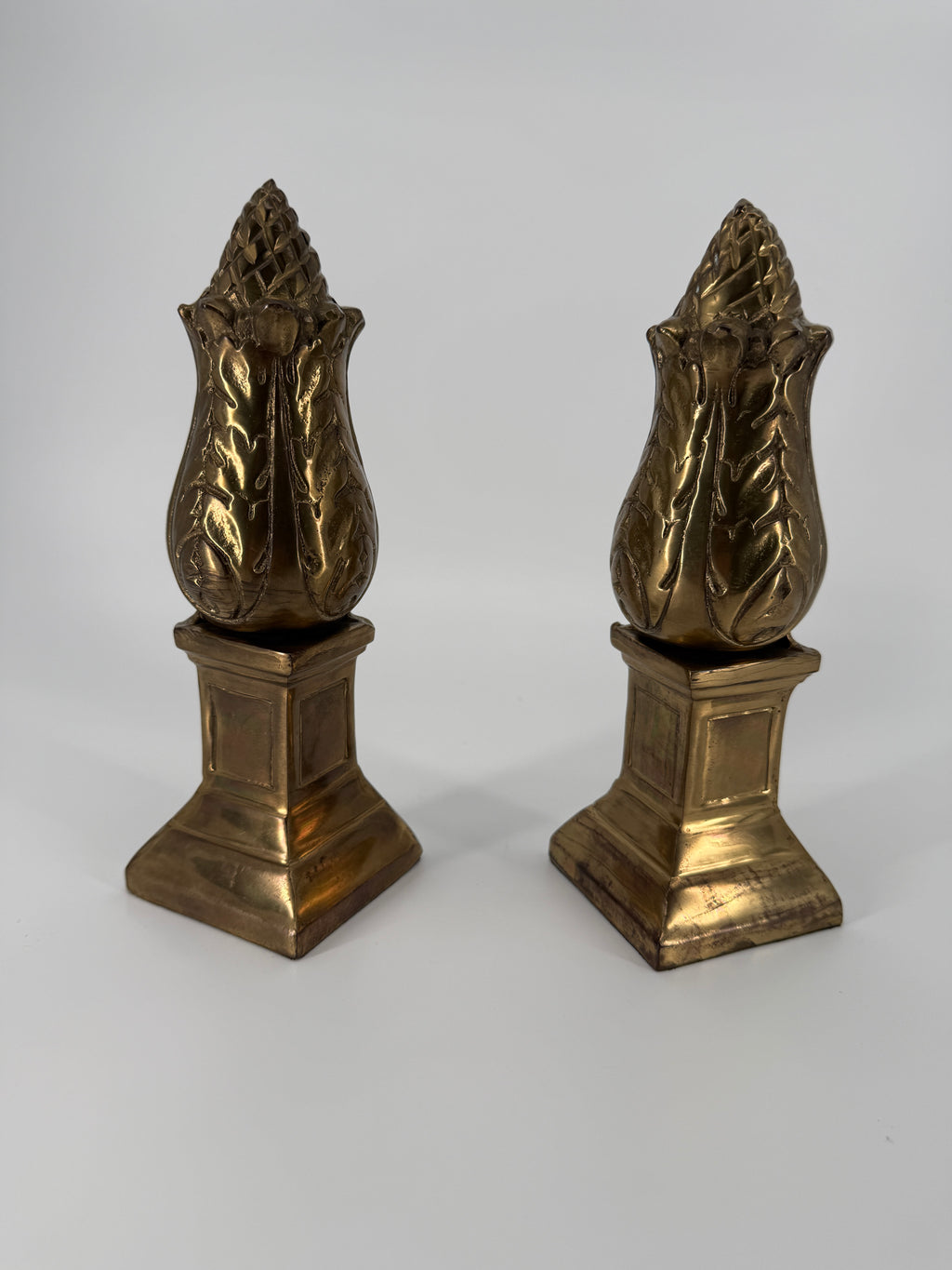 Vintage Brass Artichoke Bookends – Made in India – Pair – 8.5"