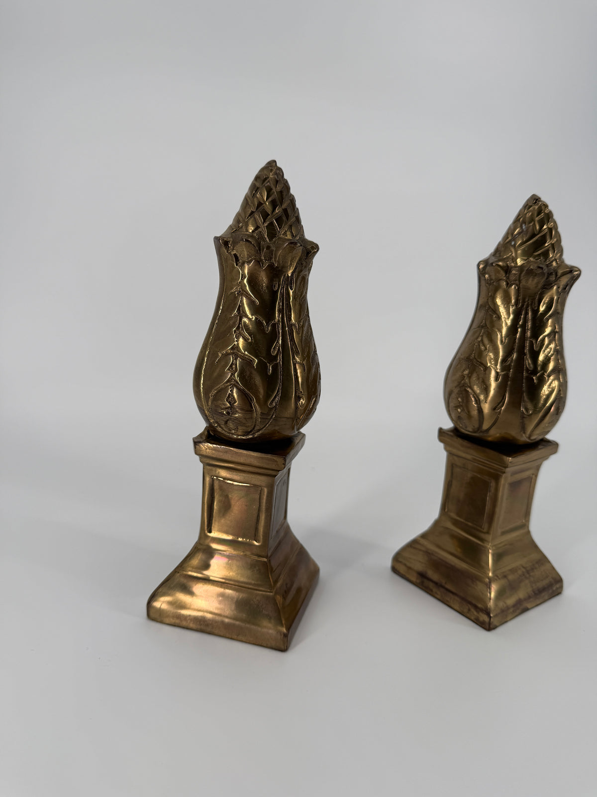 Vintage Brass Artichoke Bookends – Made in India – Pair – 8.5"