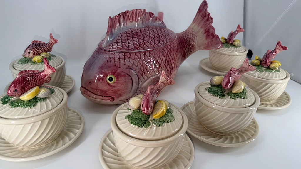 Fitz & Floyd Fishes 21-Piece Soup Tureen Set – Vintage Japan