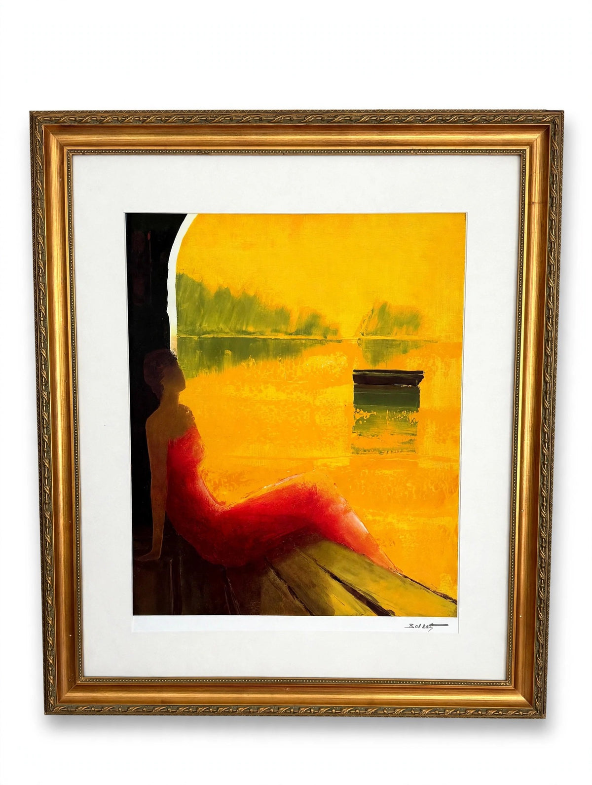 Emile Bellet D'or et de Reve seriolithograph, 2005, framed — front view on an easel