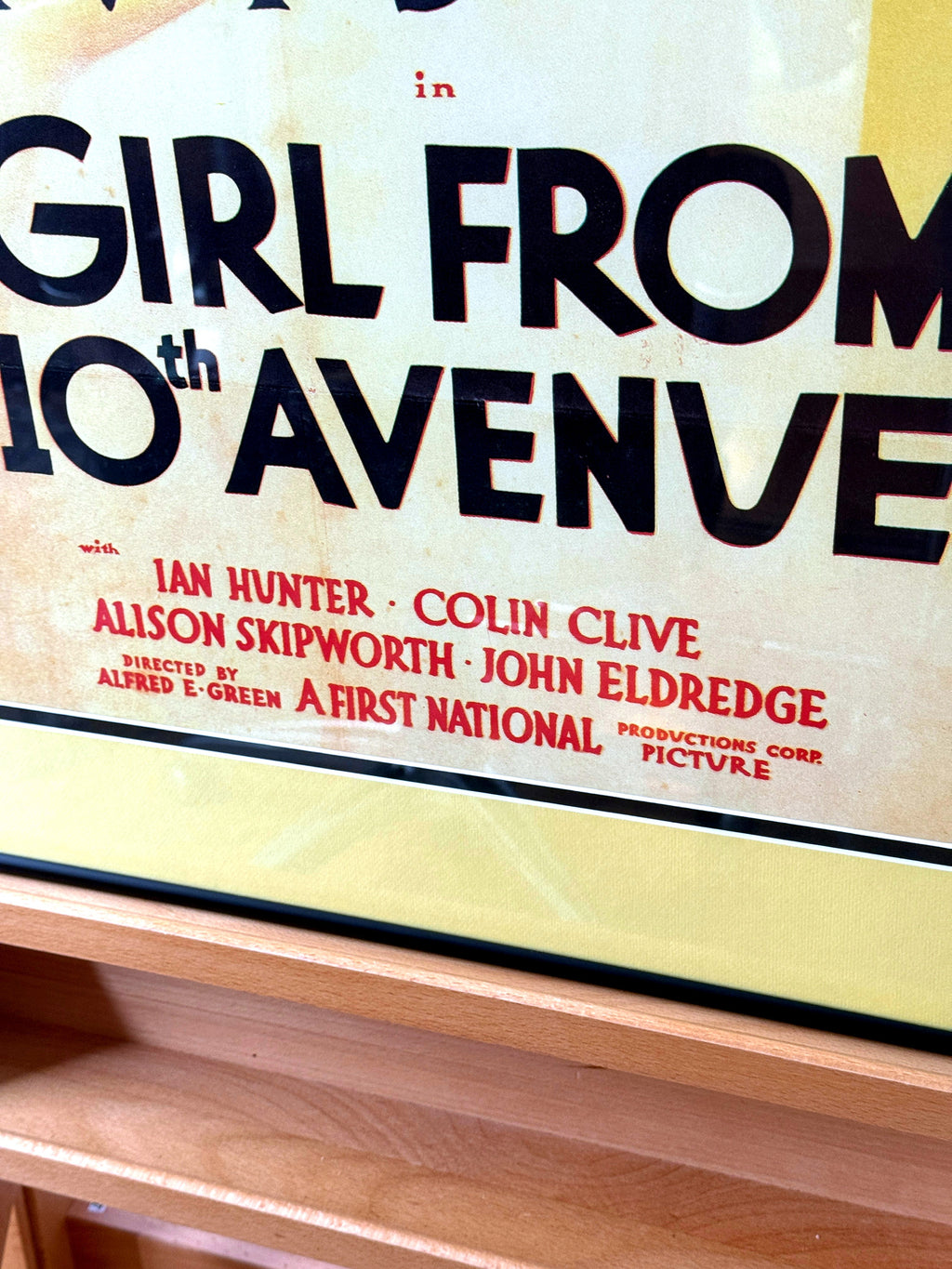 Close-up detail of 'The Girl from 10th Avenue' title and cast credits on the poster