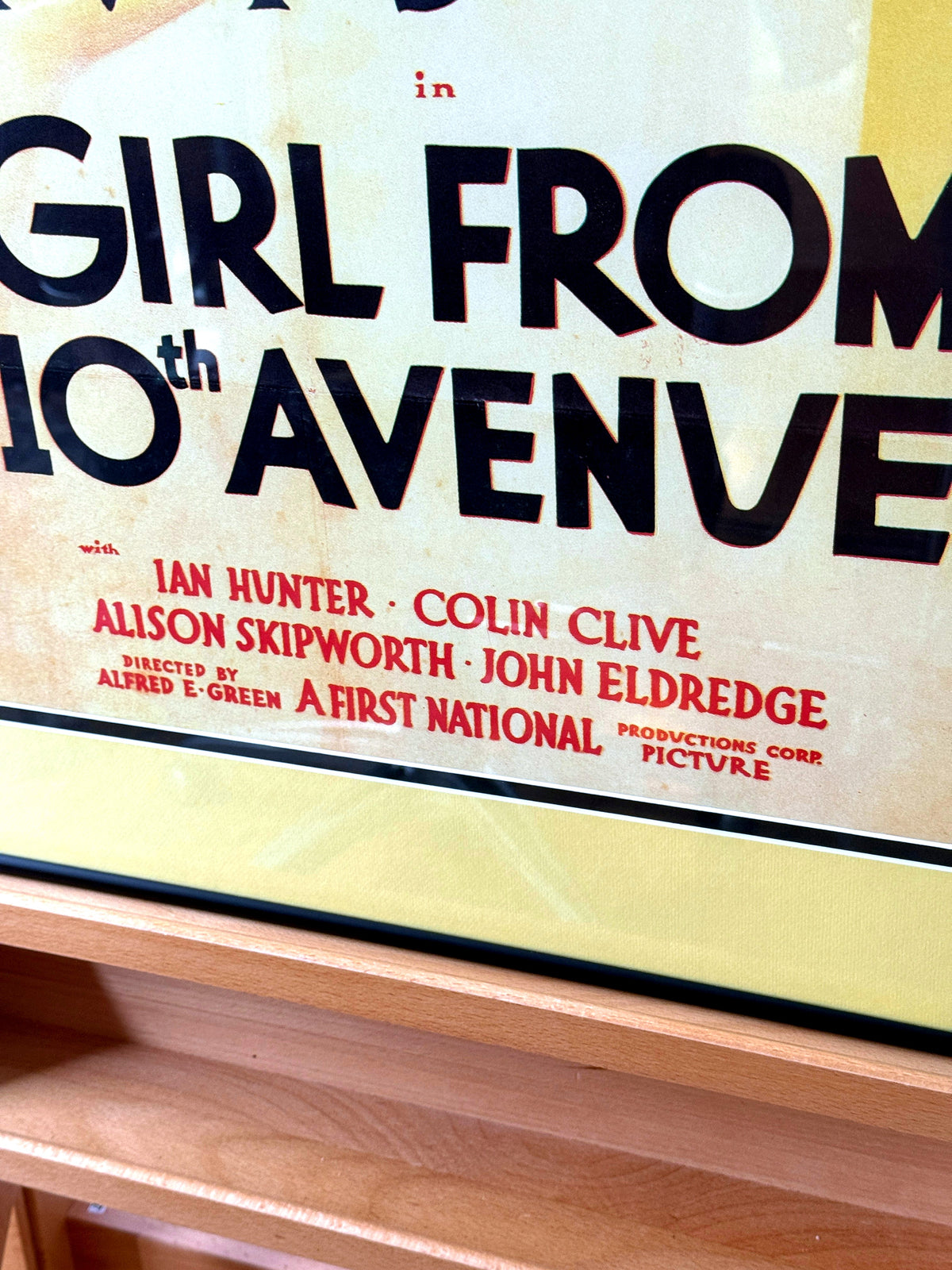 Close-up detail of 'The Girl from 10th Avenue' title and cast credits on the poster