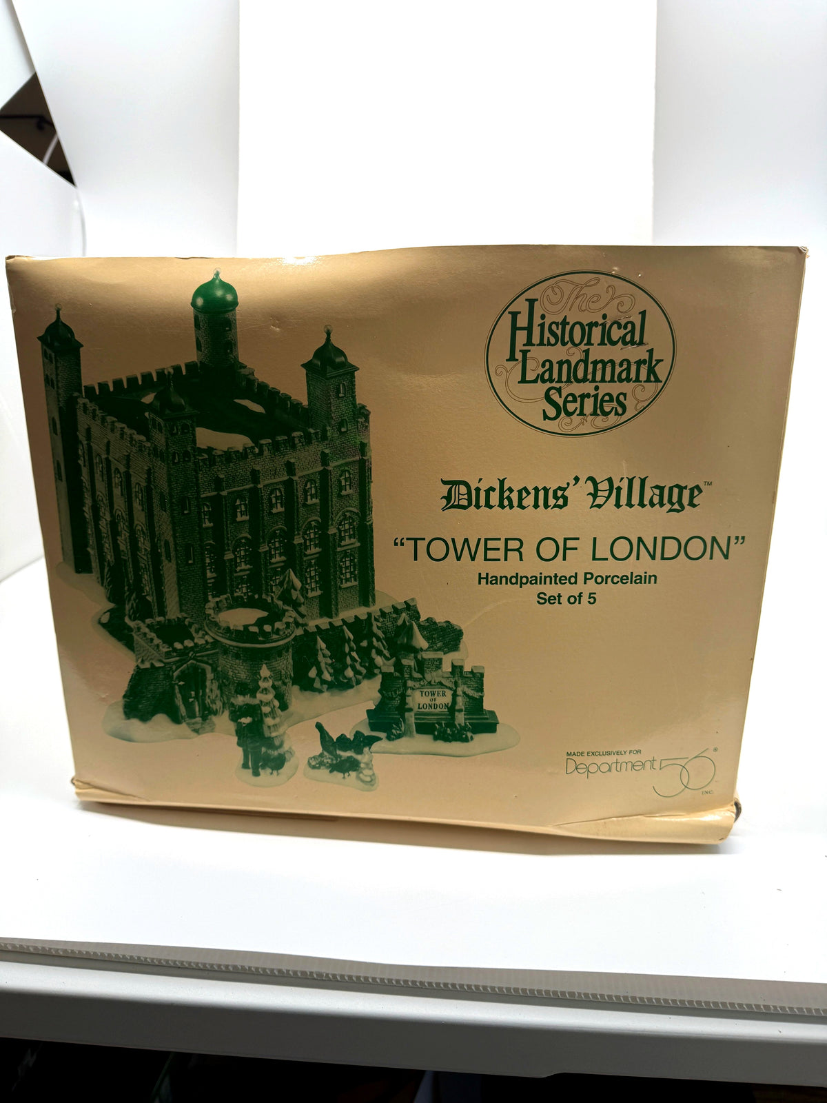 Department 56 Tower of London, Dickens' Village Historical Landmark Series, 1997 – original retail box front showing the five-piece set