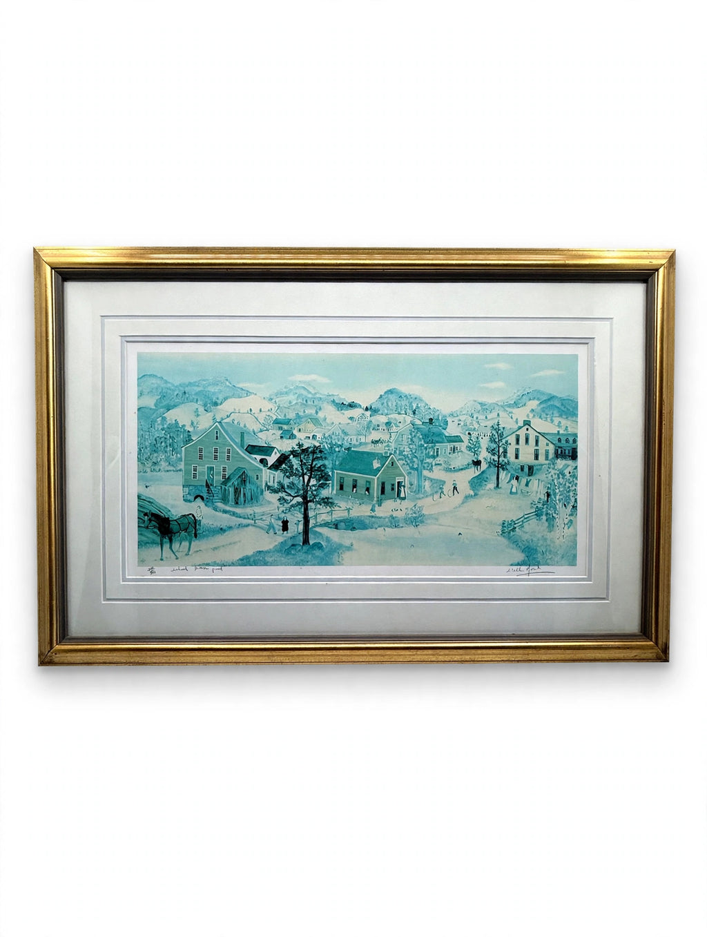 Will Moses "School House Pond" 1988 signed limited edition lithograph #342/500, framed — front view