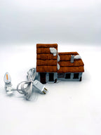 The cottage with its new LED lighting cord and bulb