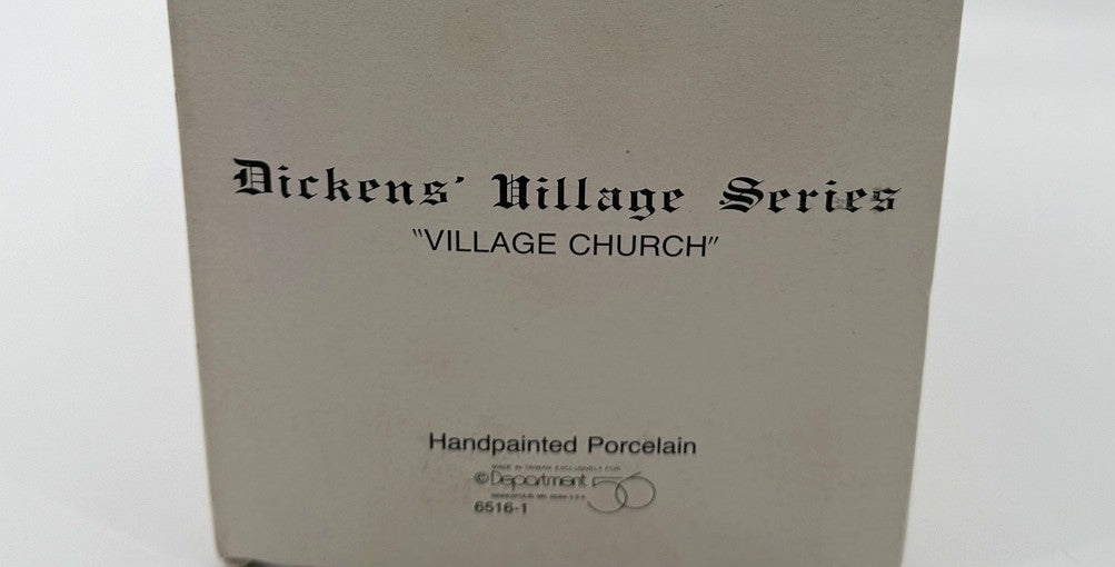 Department 56 Dickens' Village Church – detail of the original box end print, Heritage Village Collection, item 6516-1