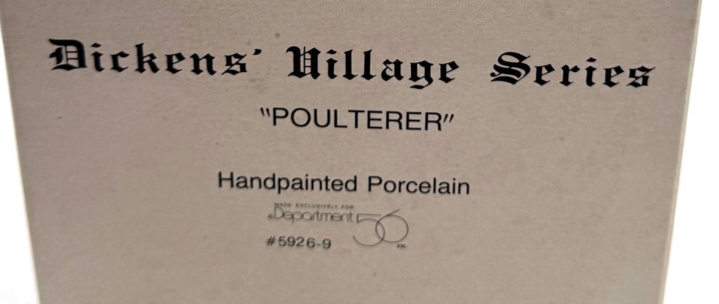 Department 56 Dickens' Village Poulterer 1988 lighted porcelain poultry shop — detail: retail box print, Dickens' Village Series “POULTERER” #5926-9
