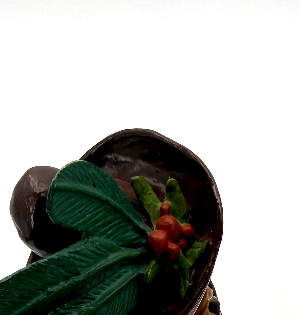 Detail: feathered hat with holly berries (detail from seller photo)