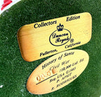 Detail close-up — underside plaques: Duncan Royale Collectors Edition, Fullerton California, and History of Santa – Civil War – 0931 /10,000 Ltd. Ed. – Reg. USA 1983 – P. Apsit – R. Rodrigues on the green felt base